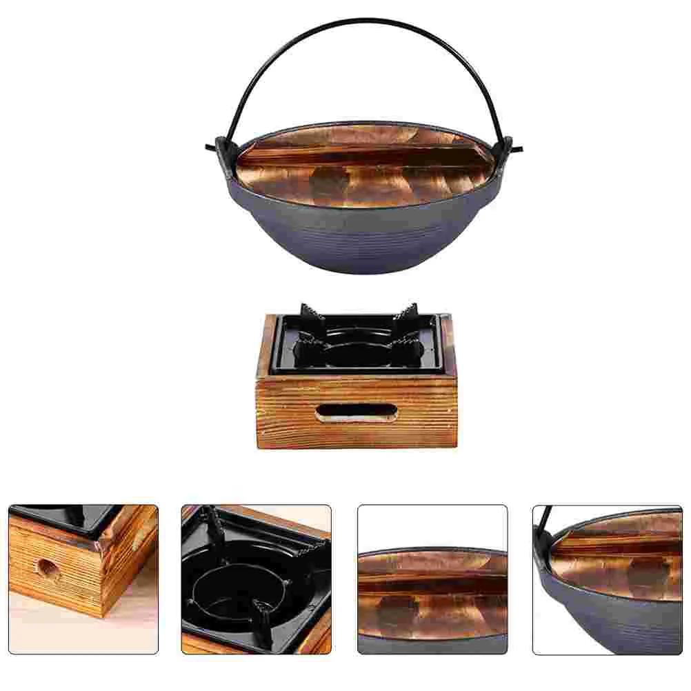 

Pot Iron Sukiyaki Japanese Cast Soup Cooking Hot Shabu Pan Single Nabe Lid Bbq Serving Nabemono Noodle Stick Non Handle Pots