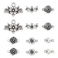 60pcs tibetan antique silver charm link alloy chandelier component connector charms for necklace bracelets dangle earring making
