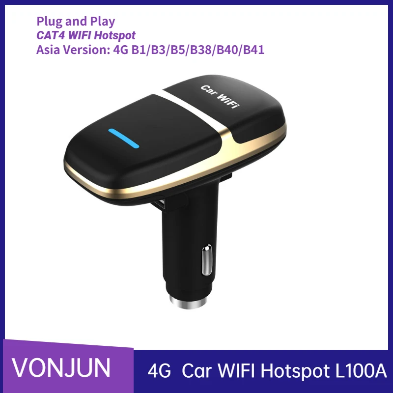 

VONJUN разблокированный 4G LTE автомобильный Wi-Fi роутер SIM-карта Мобильная точка доступа L100A PK E8377
