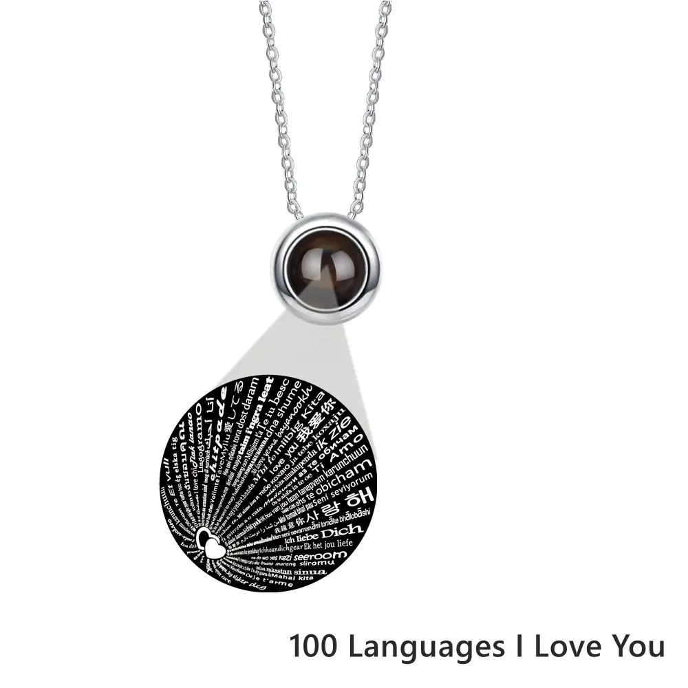 Personalized Custom Photo Necklaces Round Shaped Projection Photo Necklace for Women Mother Family Jewelry Memory Birthday Gift