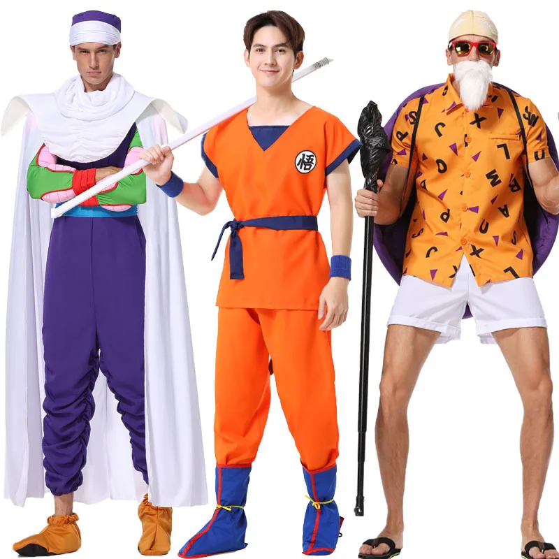 

Halloween Son Goku Master Roshi Piccolo Cosplay Costume Anime Role Play Adult Liven Men Interesting Stage Show Suit Party Gift