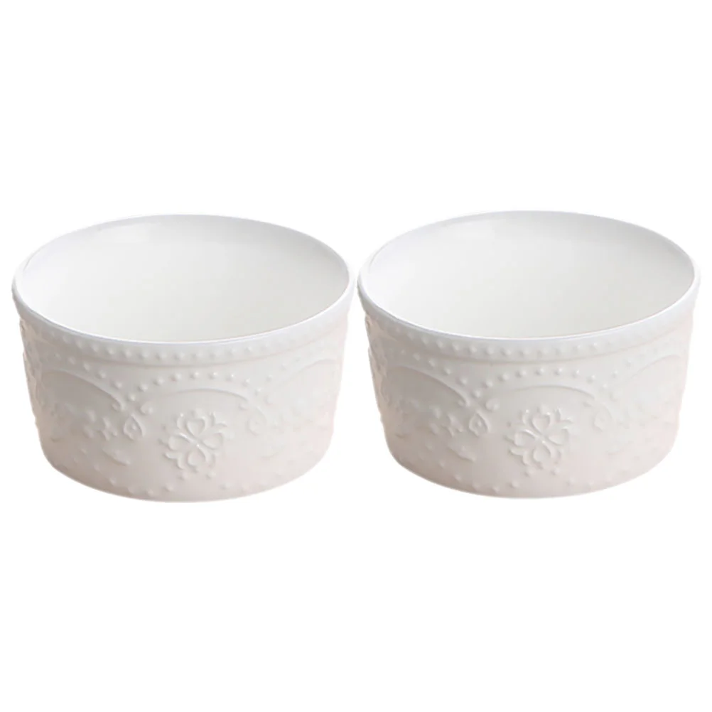 

2pcs Ceramic Baking Bowl Kitchen Steamed Egg Bowl Pudding Bowl Kitchen Baking Tool