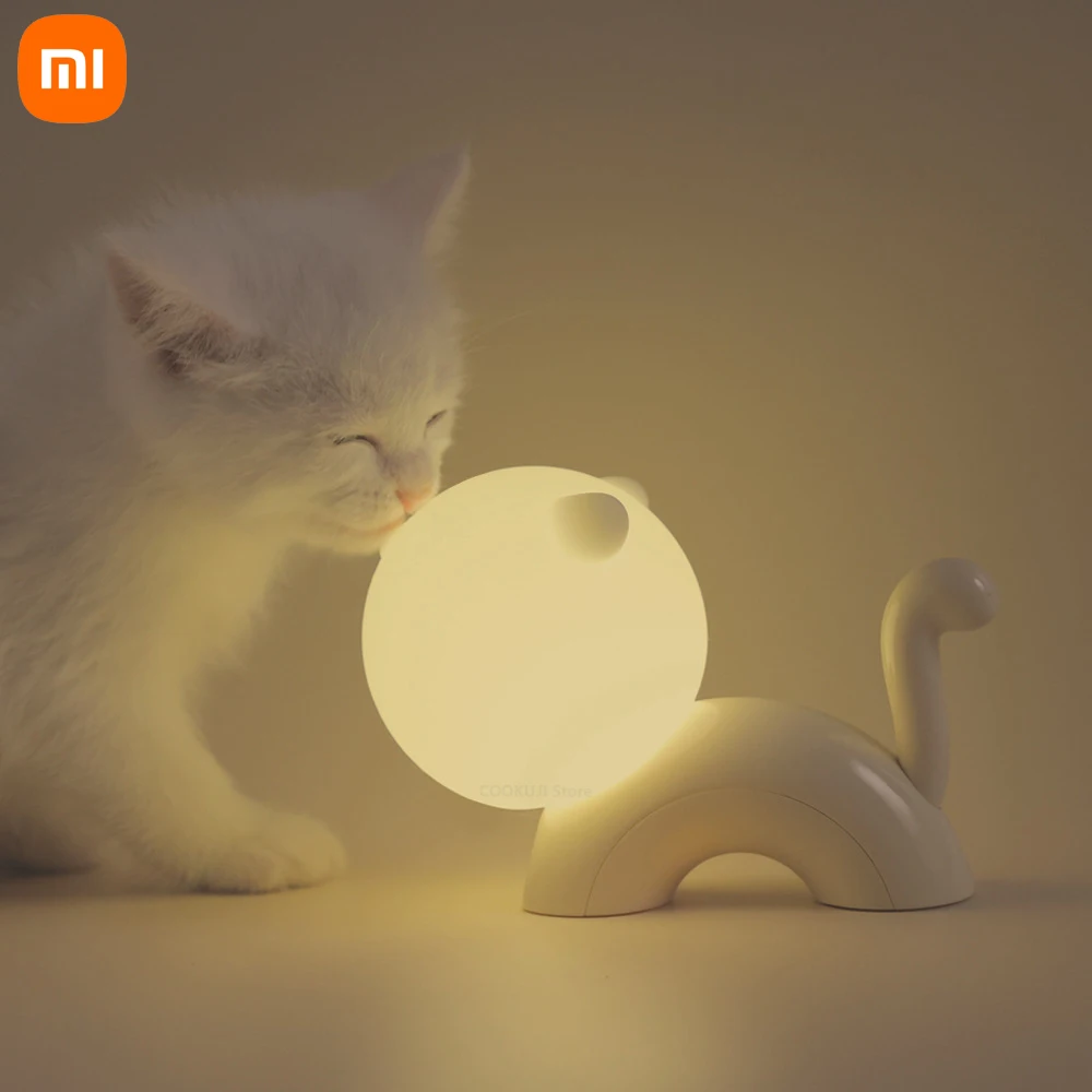 

Xiaomi Cat Night Light Pat Light Rechargeable Bedroom Dormitory Bedside Ambient Desk Lamp Simple Companion Sleep Bedside Lamp