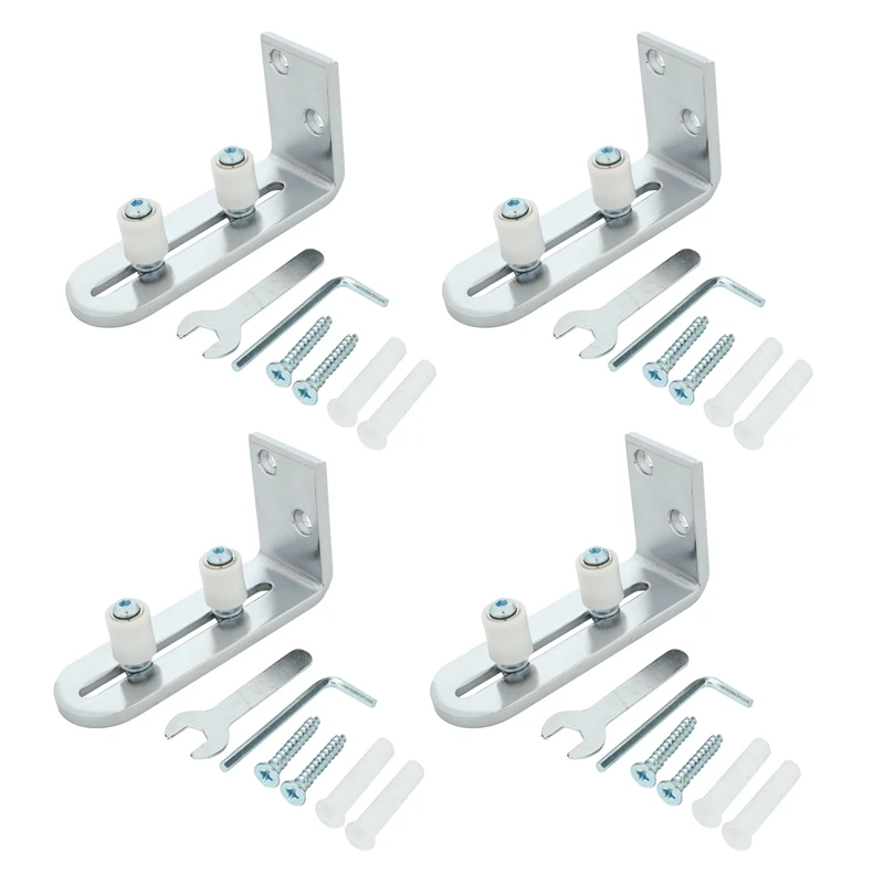 

JFBL Hot 4X Floor Guide For Bottom Of Sliding Barn Doors Adjustable Wall Mount Stay Roller Guide Ball Bearings