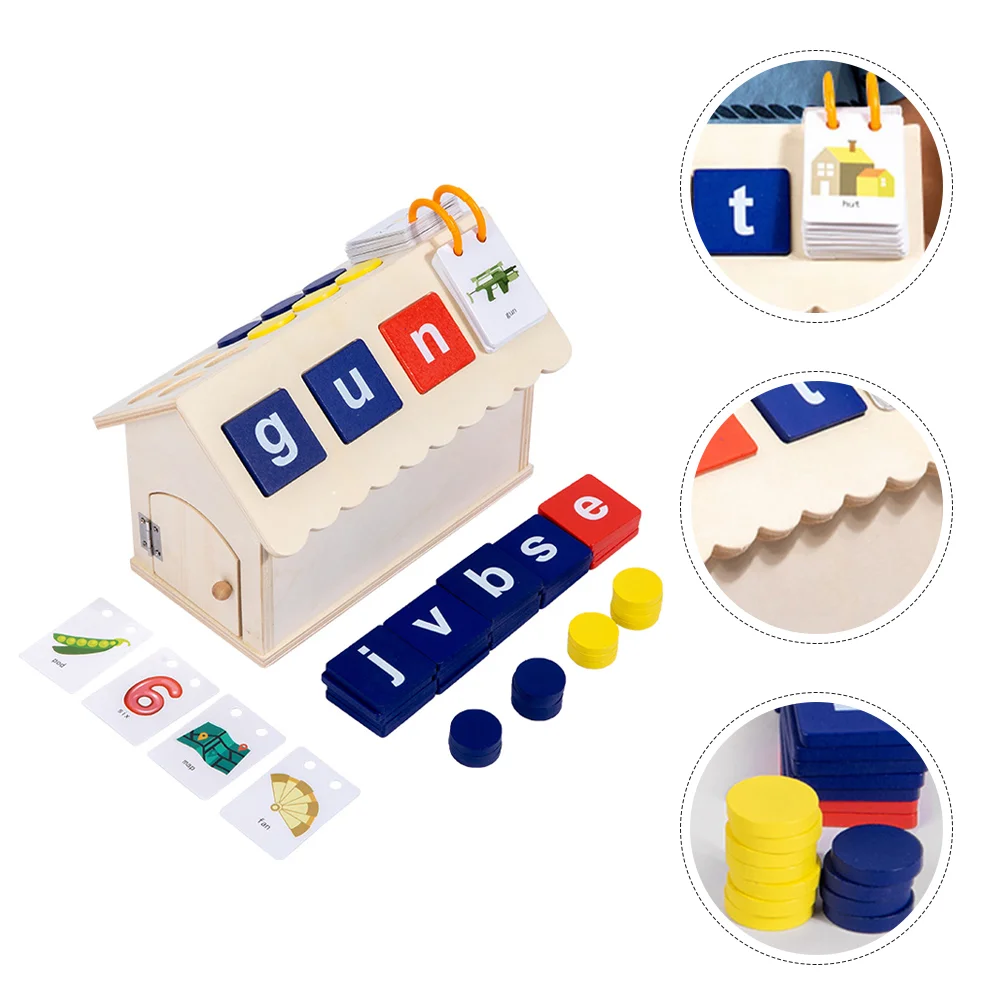 

Word Spelling Toy English Words Learn Cards Learning Letter Block Number Alphabet Toys Wood Game