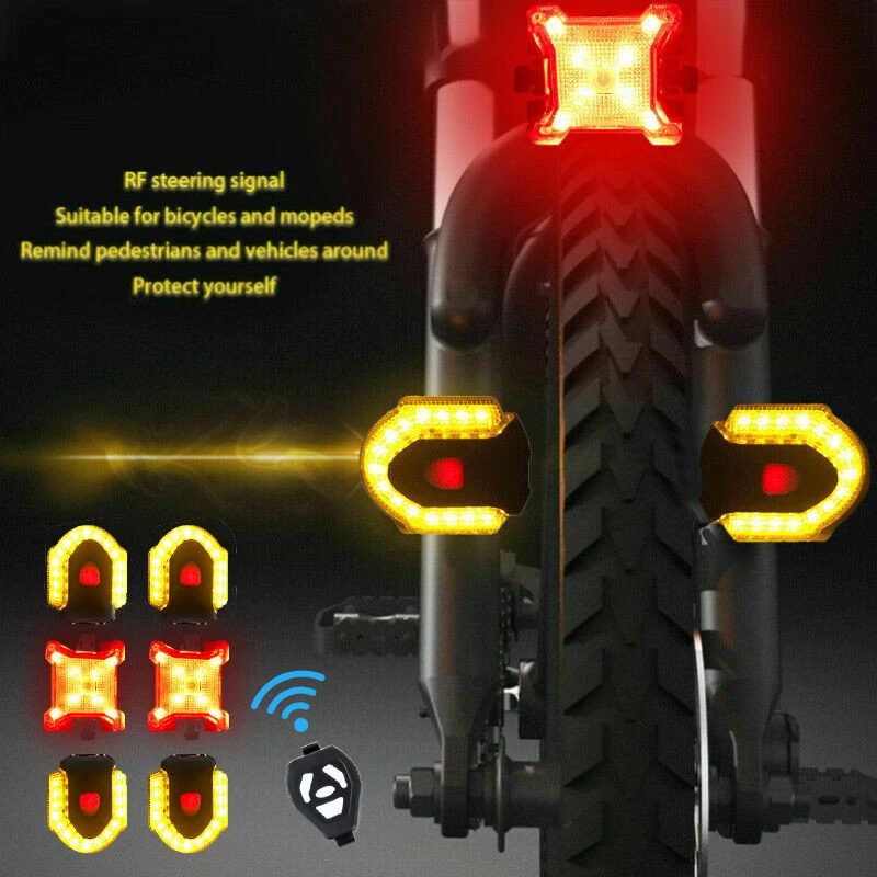 Luces LED delanteras y traseras para bicicleta, conjunto de luces inteligentes con Control remoto inalámbrico, luces de advertencia de seguridad para ciclismo y Scooter