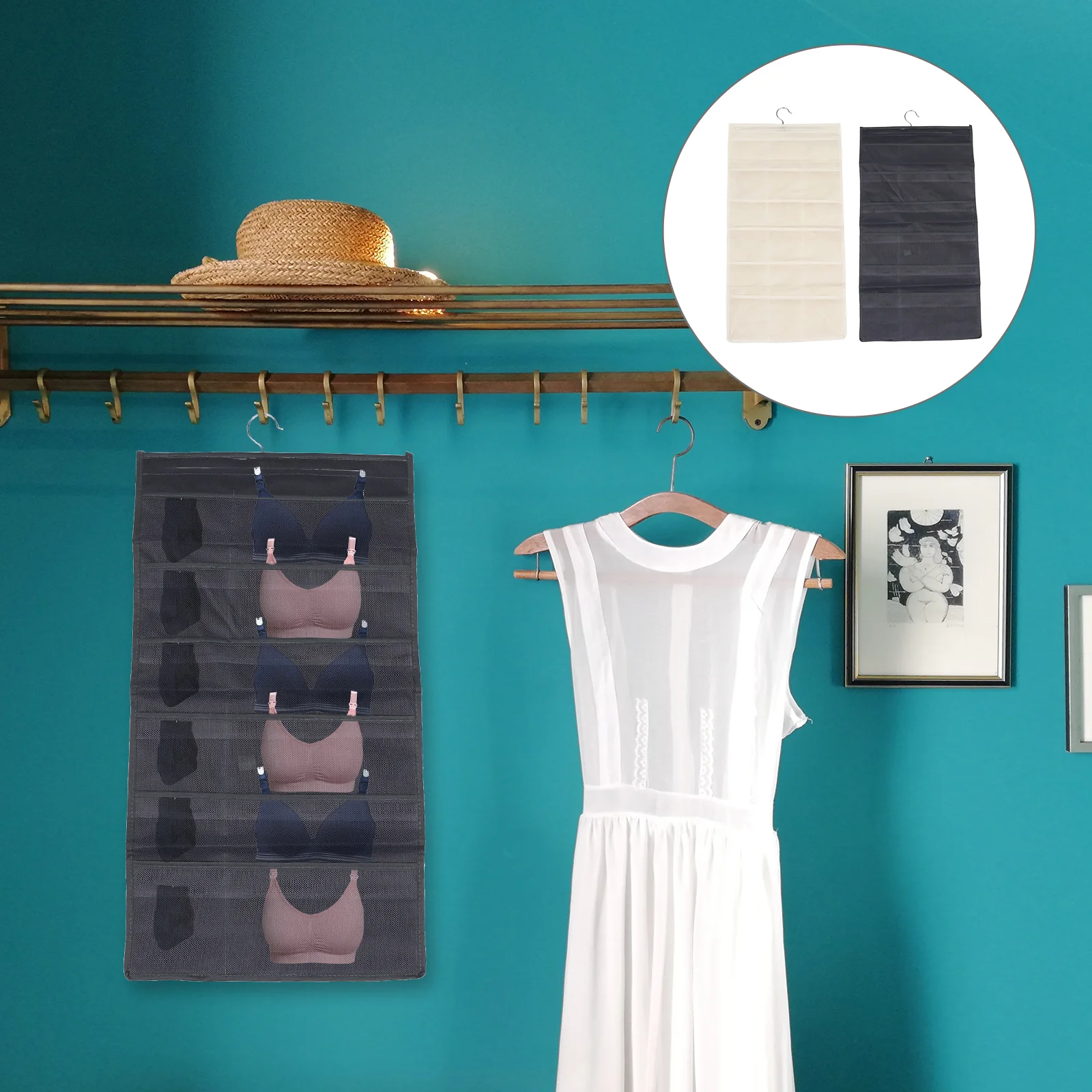 

2 Pcs Door Shoe Rack Sock Bag Shoe Organiser Hanging Organizer Bags Double-sided Storage Bag Hook Closet Mesh Pocket