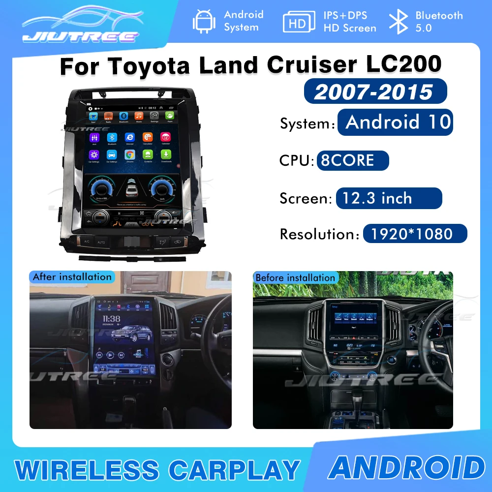 

Автомобильный радиоприемник для Toyota Land Cruiser LC200 2007-2015, HD экран, GPS-навигация, мультимедийный плеер, 2 Din, автомобильный стереомагнитофон, Android