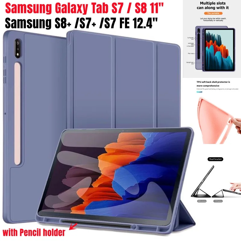 

For Samsung Galaxy Tab S9 Plus S8+ 5G S7 FE LTE 12.4" for Tab S9 S8 S7 11 Tab A8 10.5 S6 Lite casing Magnetic with Pencil holder