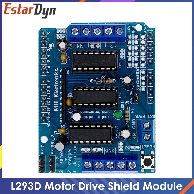 

L293D Motor Drive Shield dual for Duemilanove, Motor drive expansion board