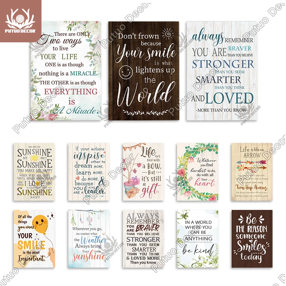 

Putuo Decor Wooden Motivational Sign Inspirational Wood Plates Desktop Plaque Wall Art Modern Decor for Table Home Room Office