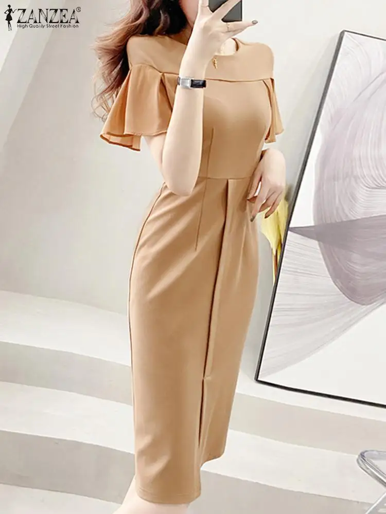 Женское модное платье-футляр ZANZEA элегантные облегающие сексуальные платья с