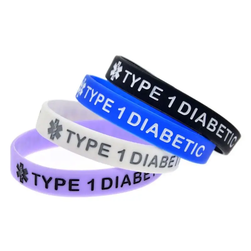 

Type1 Diabetic Silicone Bracelet Wristbands 4 Colors Silicone Wristbands All Age