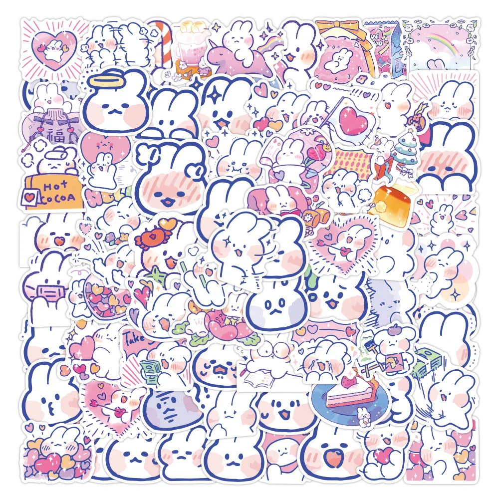 

50/100PCS Cute Rabbit Cartoon Stickers Toys for Girls Luggage Notebook Skateboard Stationery Laptop Waterproof Vinyl Sticker toy
