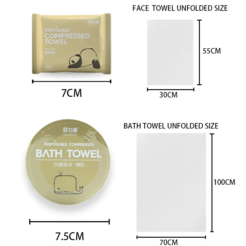 70×100cm 10PCS Travel Disposable Bath Towel Compressed Non-Woven Disposable Towel Soft Portable Face Towel