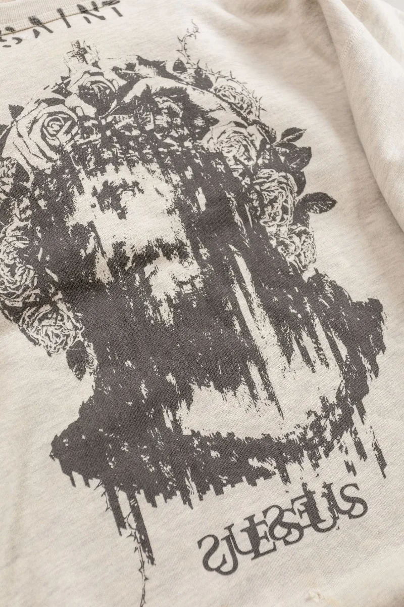 

Portrait Graffiti Printing Saint Michael Sweatshirts Men Women 1:1 Best Quality Washed Destroy Oversized Round Neck Hoodies