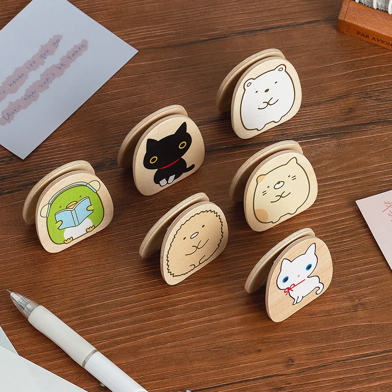 1 шт. кавайные скрепки для бумаг милые мультяшные животные деревянные зажимы