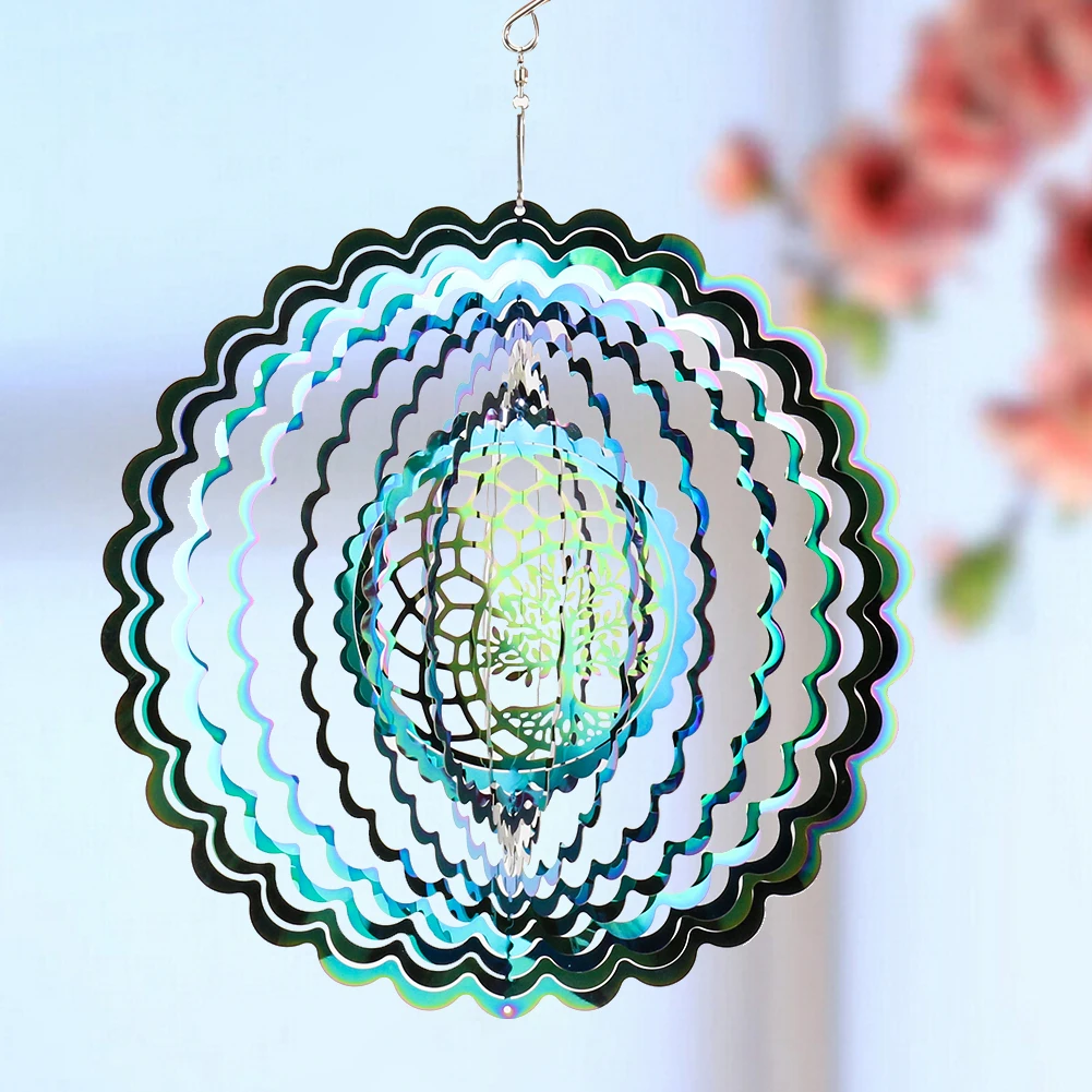 

Геометрический лазерный Подсолнух рейки, 3D стереоскопический эффект, вращающиеся музыкальные колокольчики, сверкающие блёстки, подвесное украшение