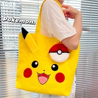 pokemon pikachu shoulder bag cartoon animation canvas large capacity backpack with pendant 2 piece commuter bag