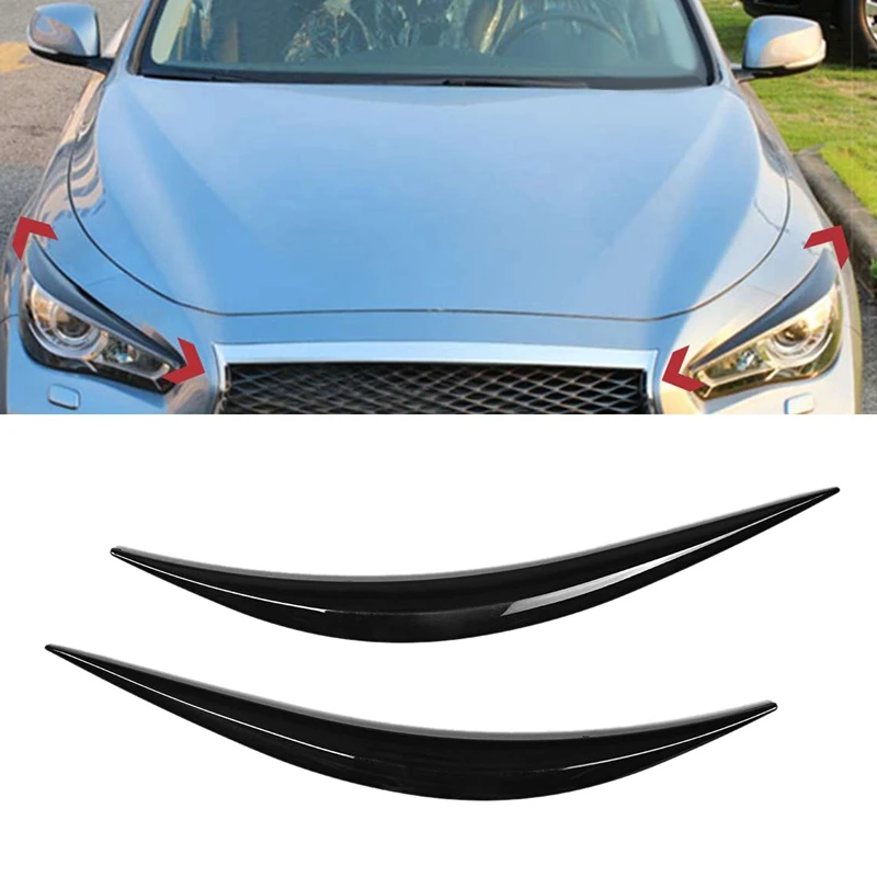 

Автомобильная фара, крышка для глаз, веки, блеск для бровей, черная отделка, украшение для передней фары для Infiniti Q50 2014 2015 2016 2