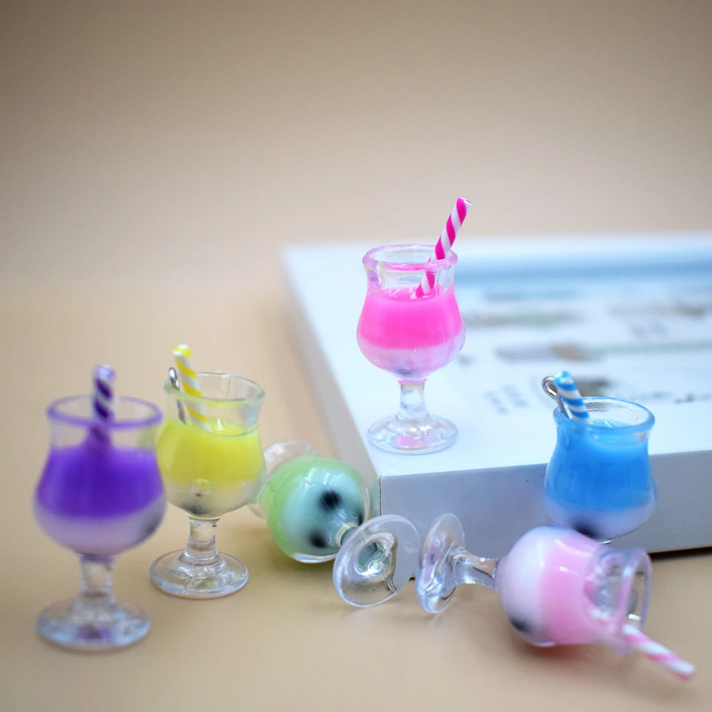

3Pcs Resin Imitation Milk Tea Charms Drink Bubble Bottle Pendants Glass Cup Dangles Jewelry Accessories for Beginners