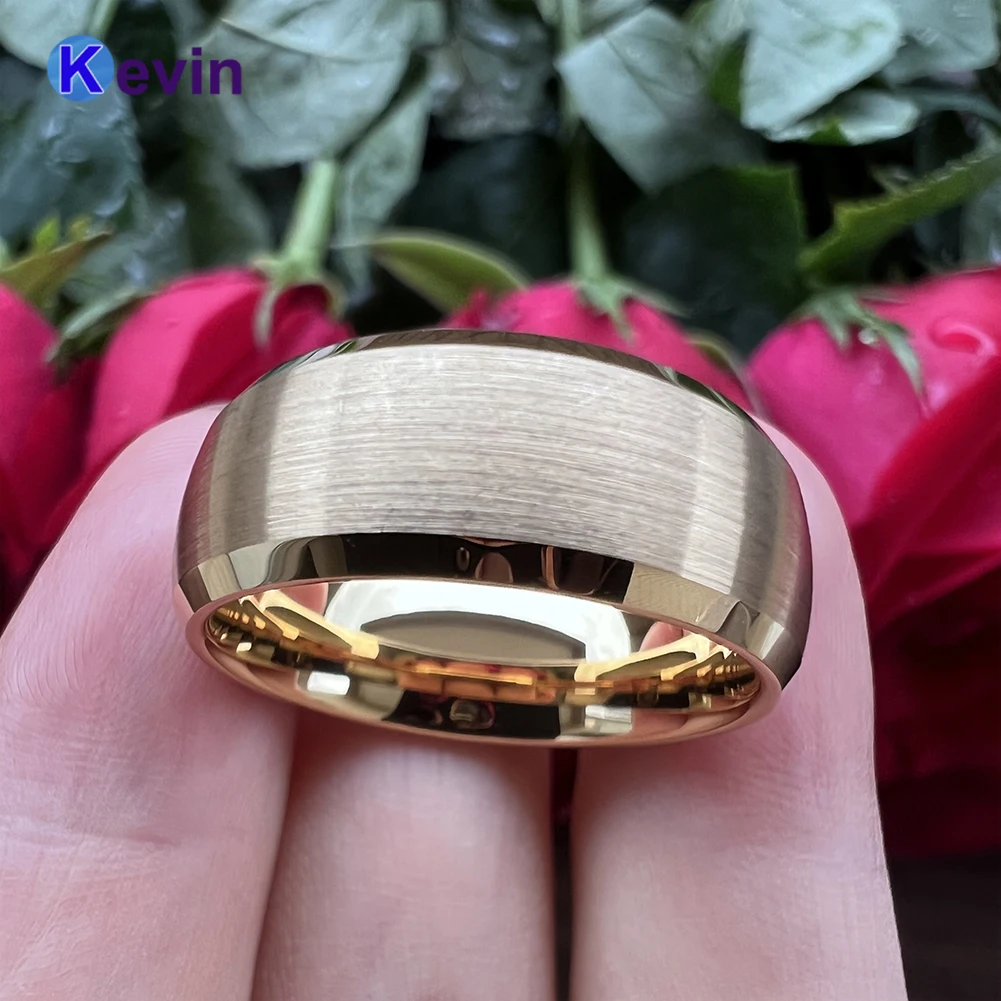 Желтое золото обручальное кольцо для мужчин и женщин вольфрамовое скошенные