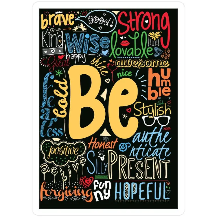 

Будьте позитивными, красивыми, храбрыми и маленькими вырезанными наклейками для декора ноутбука, забавный автомобиль, милый мультяшный мод...