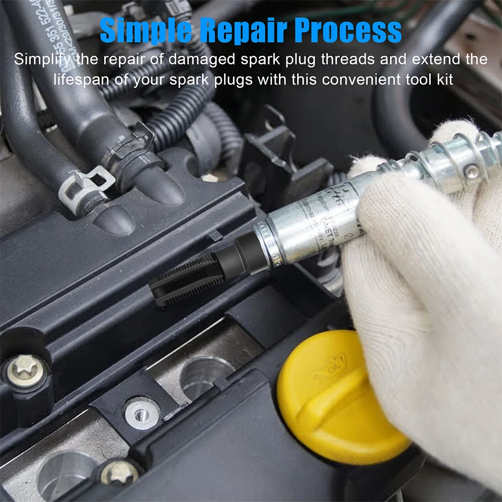 Комплект для ремонта резьбы свечи зажигания Развертка M14 x 1 25 с 4 вставками