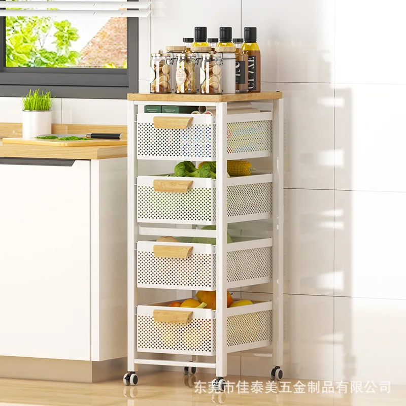 

3/6Layers Kitchen Shelves Without Installation Floor Trolley Bathroom Shelf with Wheels Mobile Grocery Organizers Storage Rack