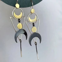 gothic geometric triangle round hollow long drop earrings for women creative moon charm statement vintage jewelry dangle earring