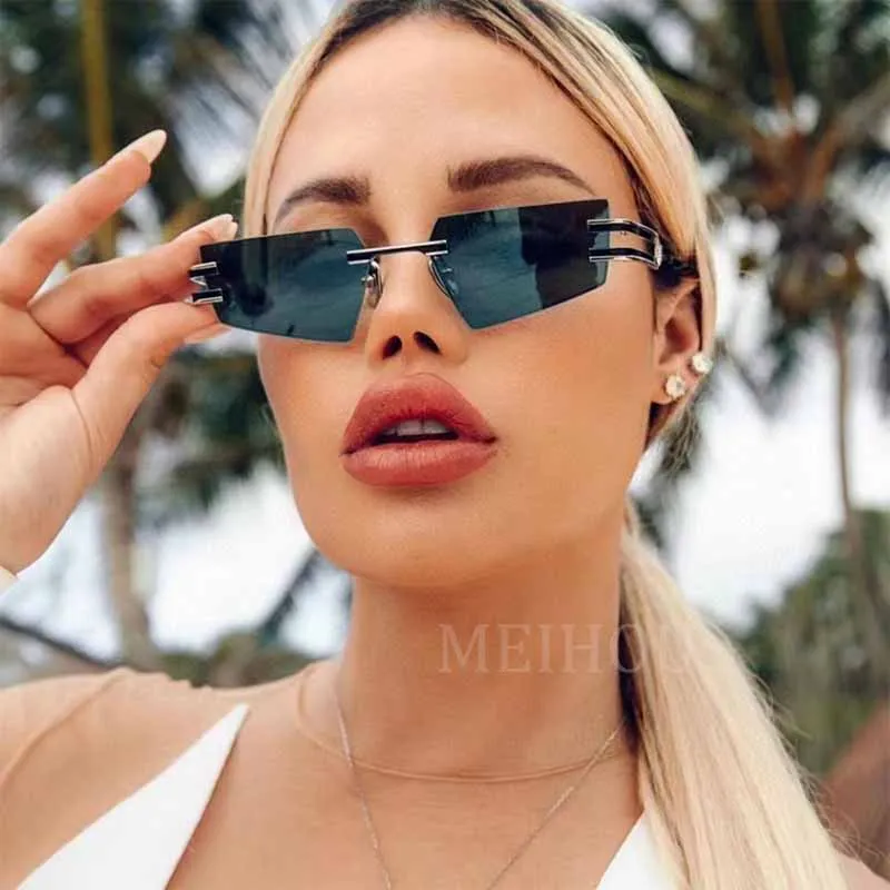

Fashion Triangle Sunglasses Women New Rimless Metal Frame Luxury Brand Designer Sun glasses Lady Shades UV400 Eyewear Oculos
