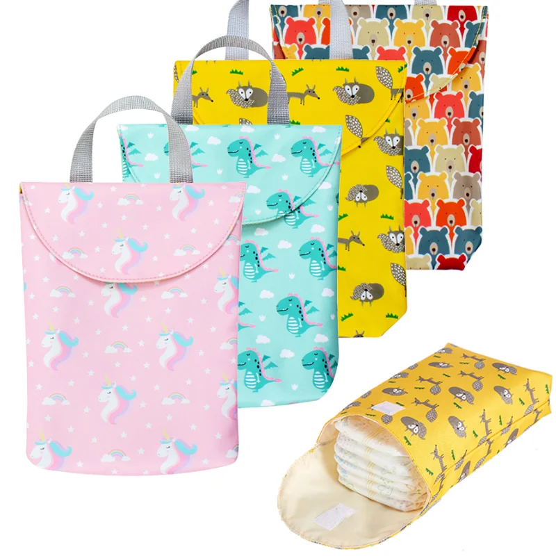 

Reusable Baby Diaper Caddy Organizer Multifunctional Waterproof Fashion Prints Wet/Dry Bag Mummy Storage Bag Travel Nappy Bag