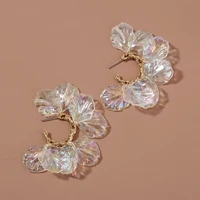 wholesale unique ins earrings mori style petal flower simple stud cold wind long pearl tassel eardrops gift