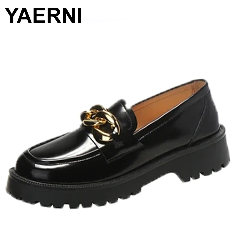 

34-41 Women's Spring Shoes Female British Style 2023 New Thick-soled College Style Casual Loafers Genuine Leather Fashion Girls