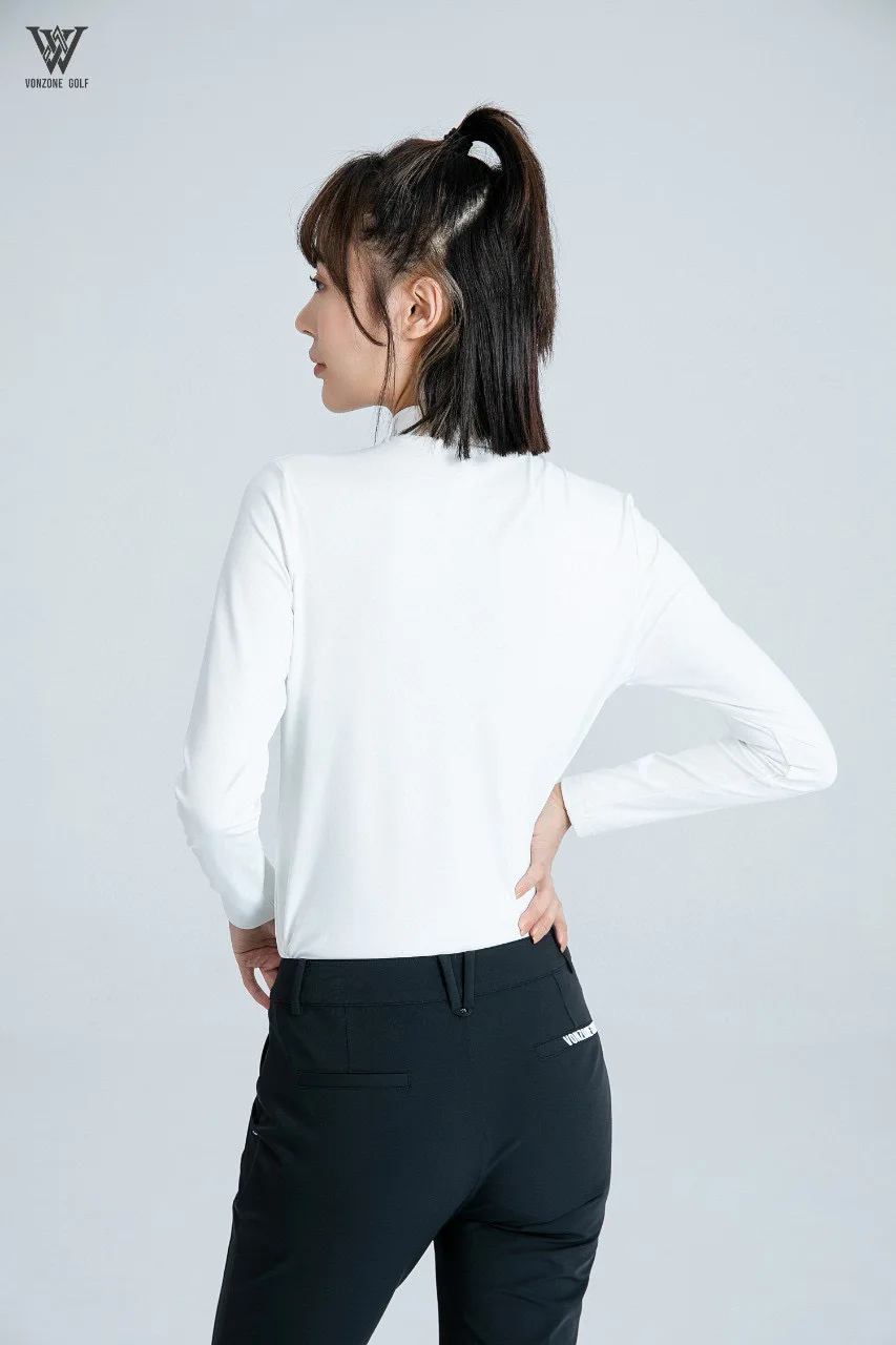 Autumn and winter golf long-sleeved women's clothing casual brand VONZONE new round neck top casual plush long-sleeved T-shirt