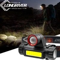 portable mini cob led headlight 18650 built in lithium battery usb rechargeable for outdoor waterproof fishing camping lighting