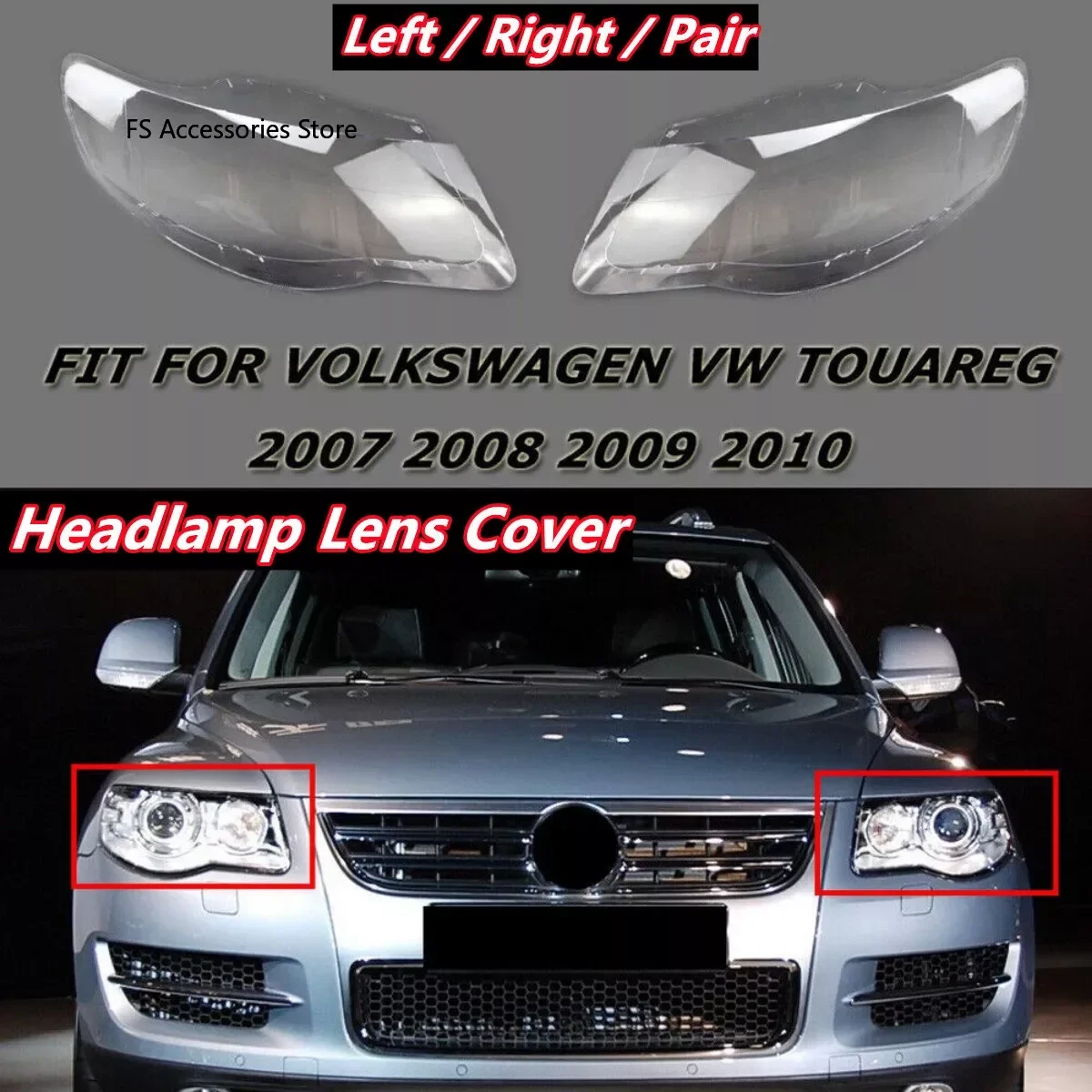 

Крышка объектива передней фары автомобиля для Volkswagen для VW Touareg 2007 2008 2009 2010, прозрачный абажур, крышка фары