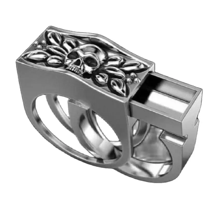 

Fashion Jewelry Punk Style Cranium Pattern Rings Personality Silvery/Golden Double Ring for Unisex Hand Ornament Accessories
