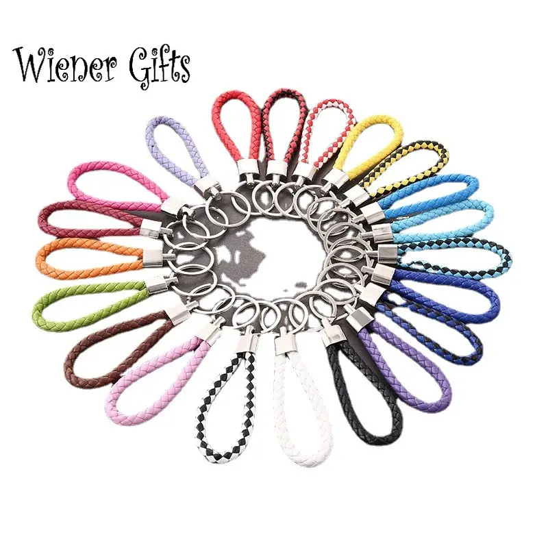 

10 Pcs/lot Key Chain Men Women PU Leather Woven Rope Keychain Car Key Holder Handbag Charm Metal Trinket Keyring For