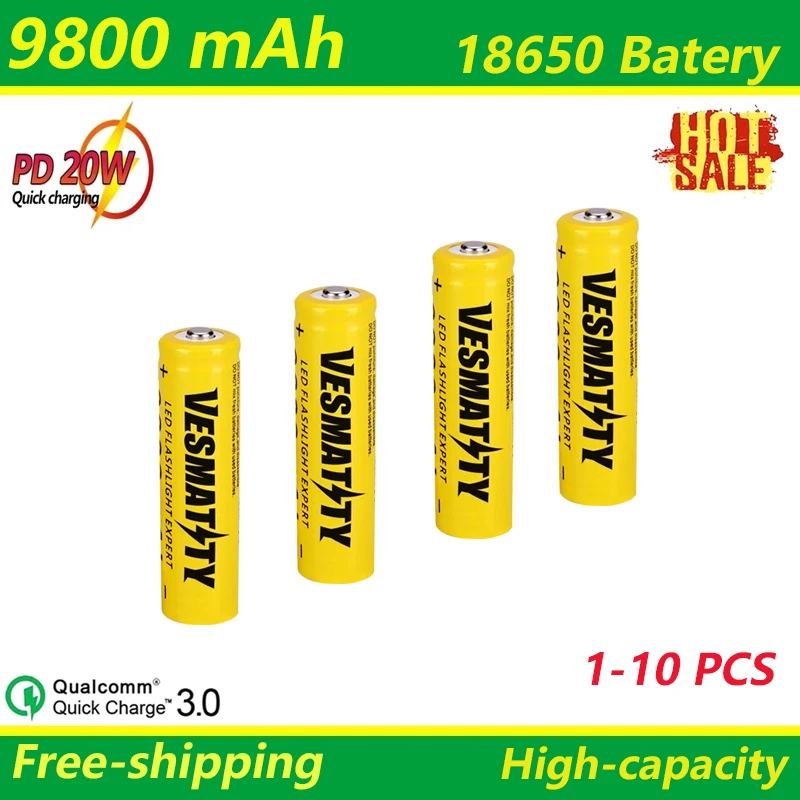 

9800mah 18650 Li Ion Battery Fast Charging 18650 Battery High Quality 3.7V Flashlight Charging Battery + Free Delivery