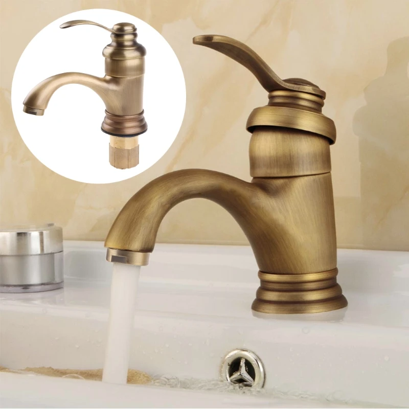 

Faucet Basin Faucet Kitchen Faucet Bathroom Faucet Deck Mounted Single Handle Bathroom Faucet Mixer Tap Antique Brass Y5GB