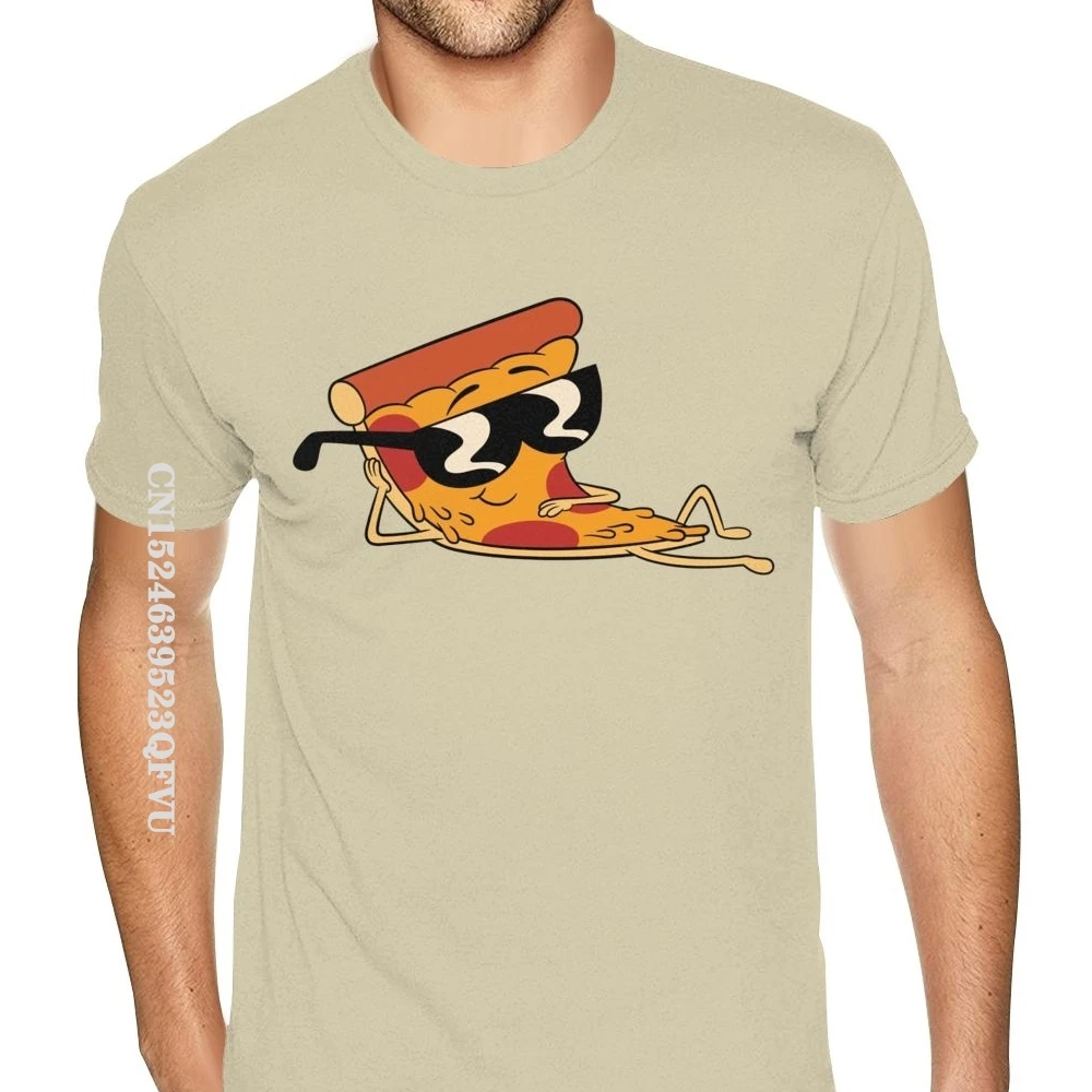 Футболка мужская оверсайз с принтом пиццы и Стива позы базовая стильная тенниска