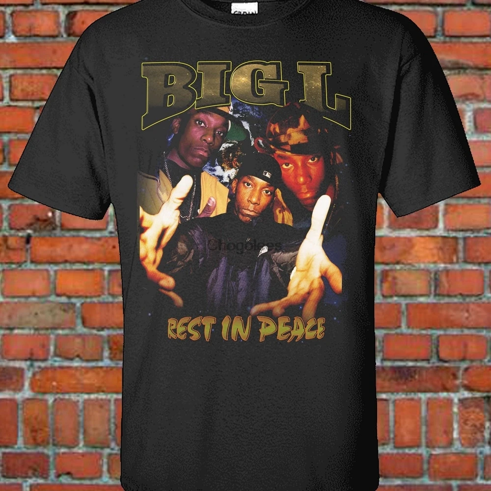 Большая L рэп хип-хоп рэппер 90-х Ретро Винтажная футболка в стиле ботинок Harlem NYC с