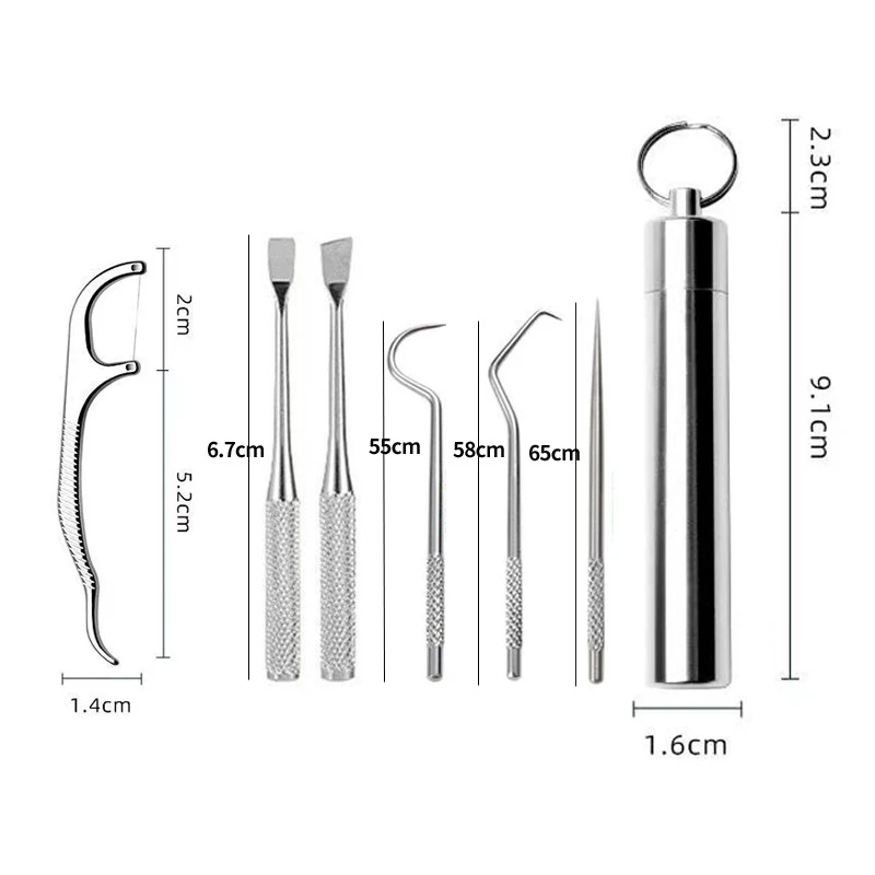 

Stainless Steel Toothpick Set Tooth Flossing Reusable Toothpicks Portable Toothpick Floss Teeth Cleaner Oral Cleaning