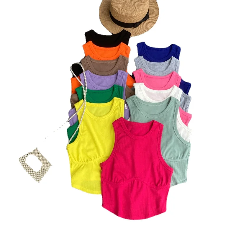 

Sexy NEW Sleeveless y2k Tank Tops Female Solid Slim Fitness Workout Running Yoga Blouse 2022 Summer Korean Streetwear Short Top