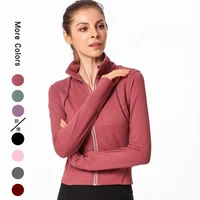 spring autumn womens zipper jacket yoga wear sports coat stand collar slim fitness wear casual running top