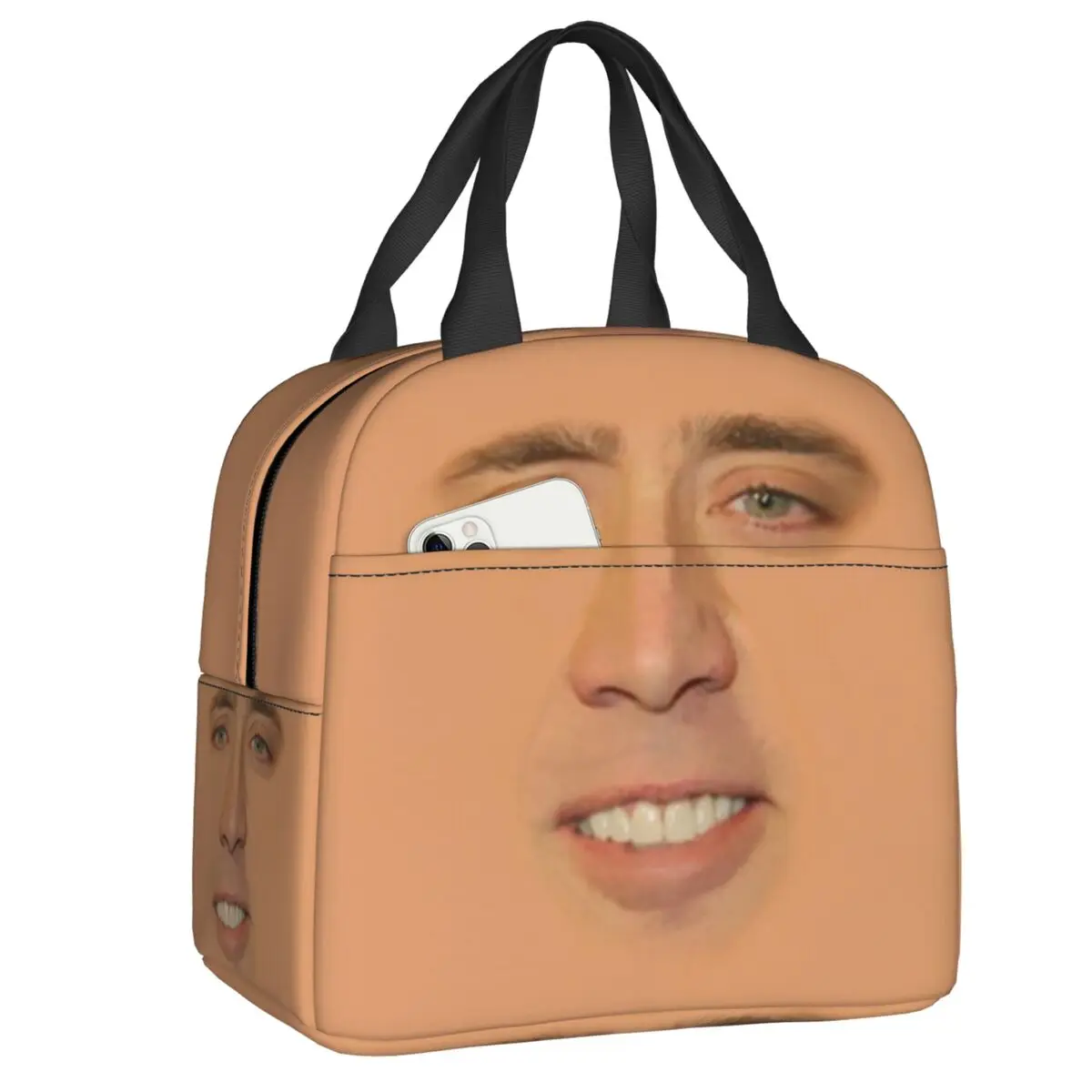 

Nicolas Cage Full Face Insulated Lunch Bag for Women Leakproof Funny Meme Cooler Thermal Lunch Box Office Picnic Travel