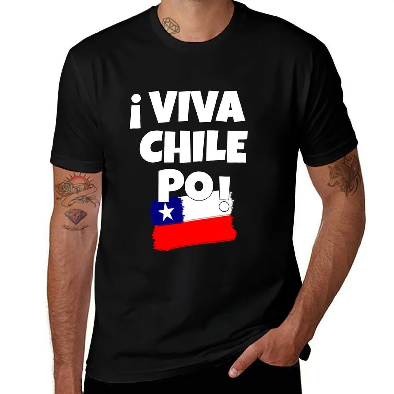 Фото Футболка Viva Chile Po с художественным дизайном для тех, кто родился в Чили, дышащая футболка с короткими рукавами для занятий спортом №1