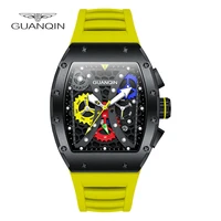 guanqin skeleton mechanical automatic watch sport complementary bracelet accessories mens strap tourbillon sapphire men watches