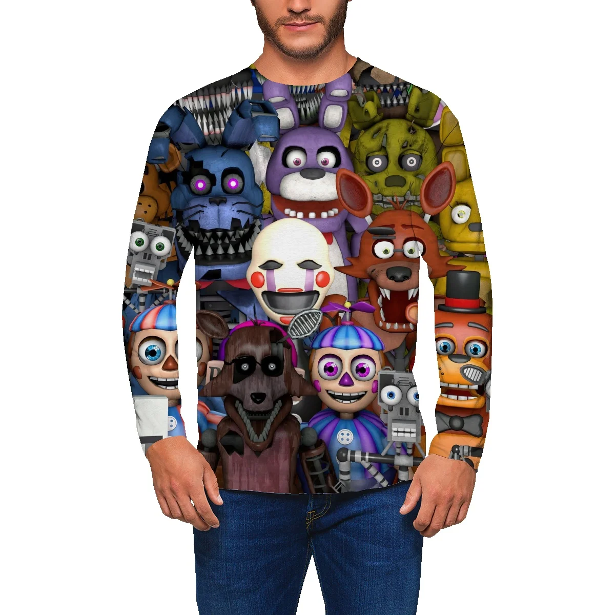 

Мужской свитер с длинным рукавом и круглым вырезом, большие размеры